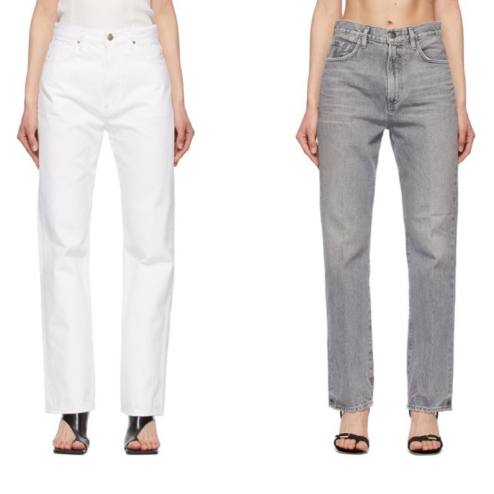 GOLDSIGN White & Grey High Rise Straight Leg Jeans (2 pairs)